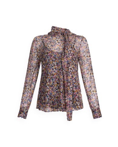 LIU-JO TUNICA DONNA TOP IN CHIFFON DI SETA AUTUMN PROVENCIAL MF5386 225