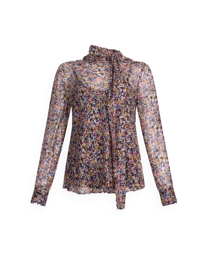 LIU-JO TUNICA DONNA TOP IN CHIFFON DI SETA AUTUMN PROVENCIAL MF5386 225