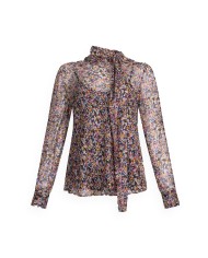 LIU-JO TUNICA DONNA TOP IN CHIFFON DI SETA AUTUMN PROVENCIAL MF5386 225