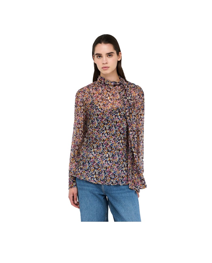 LIU-JO TUNICA DONNA TOP IN CHIFFON DI SETA AUTUMN PROVENCIAL MF5386 225