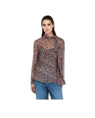 LIU-JO TUNICA DONNA TOP IN CHIFFON DI SETA AUTUMN PROVENCIAL MF5386 225