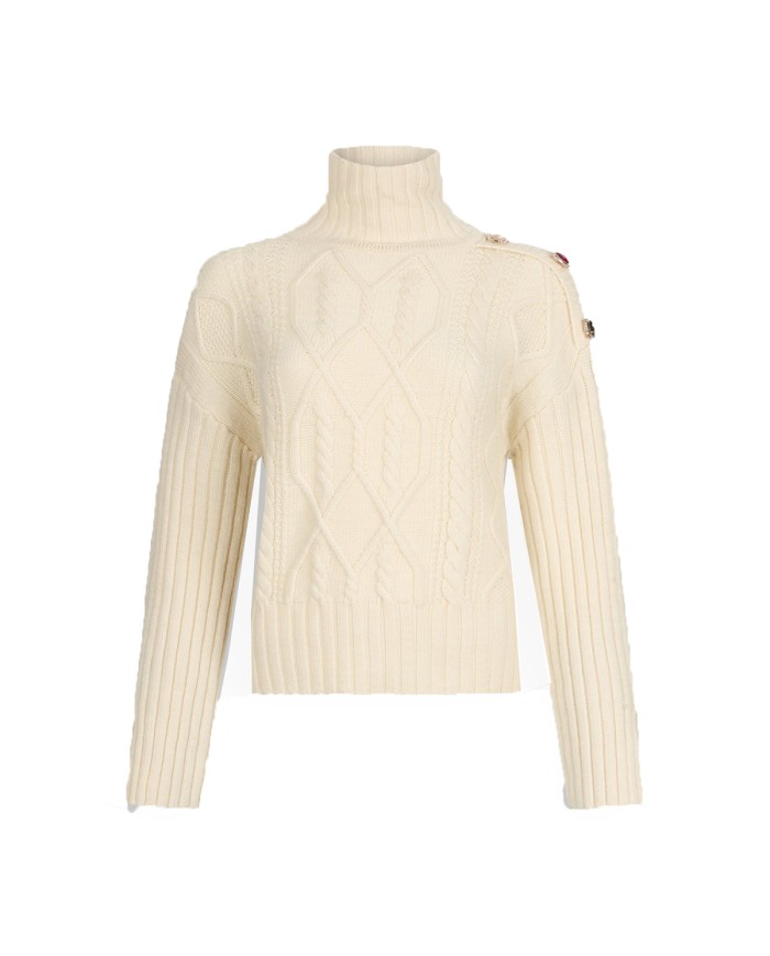 LIU-JO MAGLIA DONNA DOLCE VITA IN LANA CON BOTTONI GIOGIELLO NATURALE MF5425 225