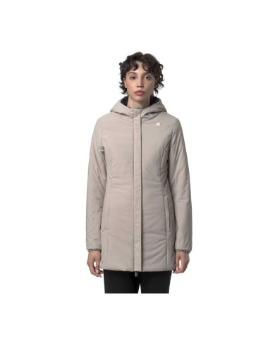 K-WAY GIACCA DONNA DENISE WRM REVERSIBILE MEDIO BLACK PURE/BEIGE CASHMERE K6128UW