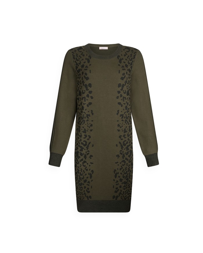 LIU-JO ABTO DONNA IN MAGLIA ANIMALIER OLIVE NIGHT E NERO LUX TF5173 225