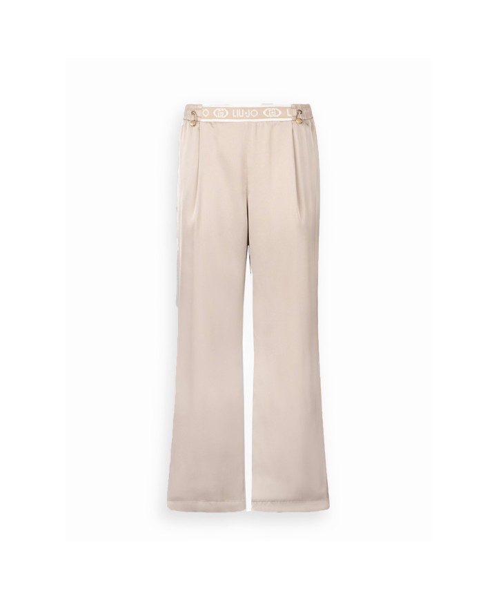 LIU-JO PANTALONI DONNA IN RASO CHAMPAGNE TF5192 225