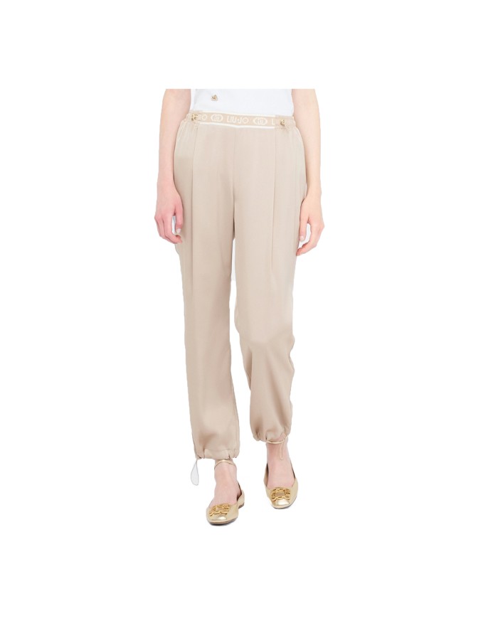 LIU-JO PANTALONI DONNA IN RASO CHAMPAGNE TF5192 225