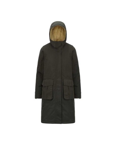 K-WAY PARKA DONNA BRUNIL COTTON FEEL LUNGO GREEN BLACKISH-GREEN K7136EW