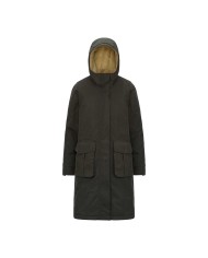 K-WAY PARKA DONNA BRUNIL COTTON FEEL LUNGO GREEN BLACKISH-GREEN K7136EW