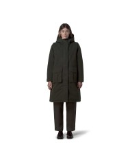 K-WAY PARKA DONNA BRUNIL COTTON FEEL LUNGO GREEN BLACKISH-GREEN K7136EW