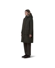 K-WAY PARKA DONNA BRUNIL COTTON FEEL LUNGO GREEN BLACKISH-GREEN K7136EW