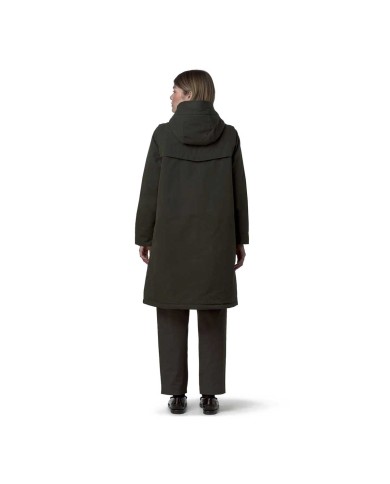 K-WAY PARKA DONNA BRUNIL COTTON FEEL LUNGO GREEN BLACKISH-GREEN K7136EW