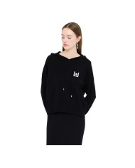 LIU-JO FELPA DONNA IN MAGLIA CON CAPPUCCIO LJ HEART NERO TF5216 225