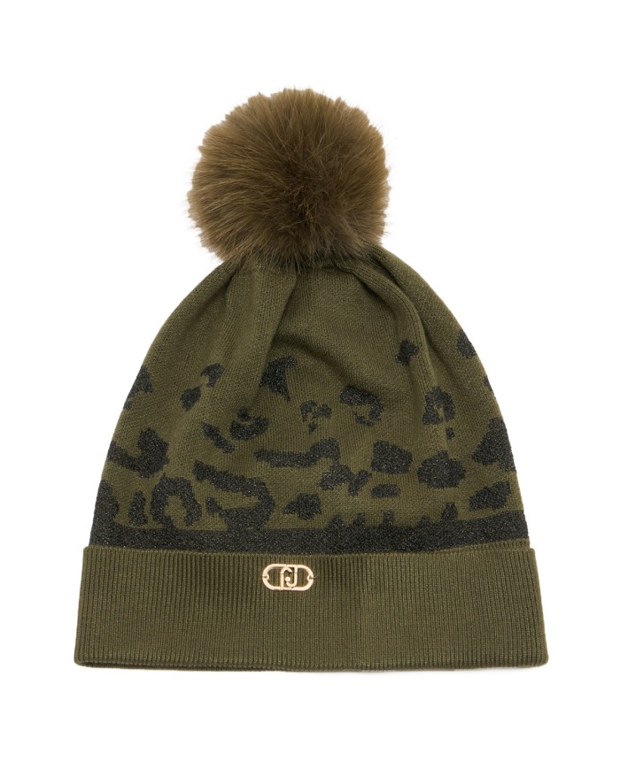 LIU-JO CAPPELLO DONNA IN MAGLIA OLIVE NIGHT E NERO LUX TF5237 225