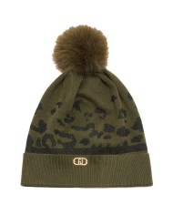 LIU-JO CAPPELLO DONNA IN MAGLIA OLIVE NIGHT E NERO LUX TF5237 225