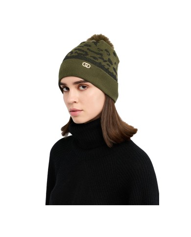 LIU-JO CAPPELLO DONNA IN MAGLIA OLIVE NIGHT E NERO LUX TF5237 225