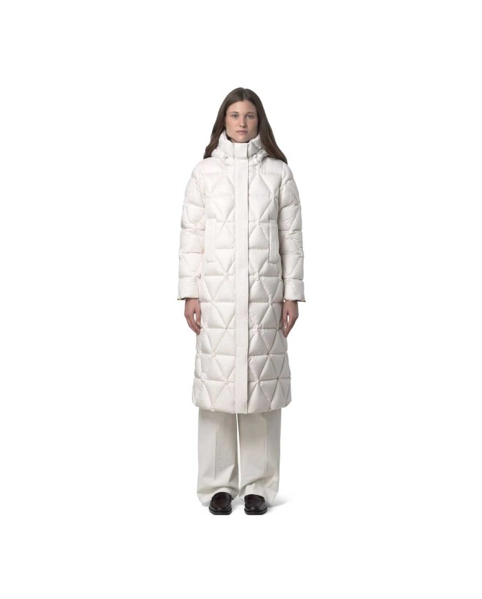K-WAY PIUMINO LUNGO DONNA RUENNE THERMO MICROFIBER WHITE GARDENIA COMBO K7136JW