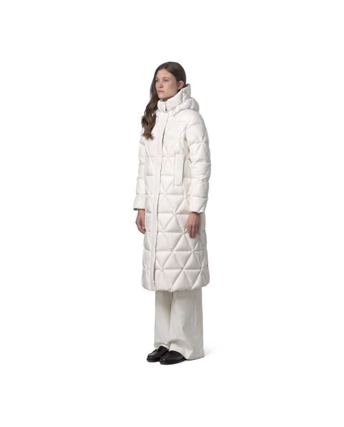 K-WAY PIUMINO LUNGO DONNA RUENNE THERMO MICROFIBER WHITE GARDENIA COMBO K7136JW
