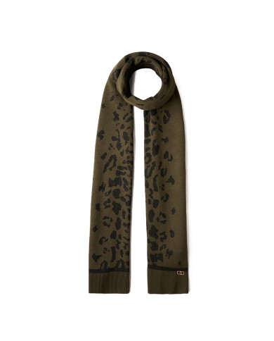 LIU-JO SCIARPA DONNA IN MAGLIA OLIVE NIGHT E NERO LUX TF5238 225