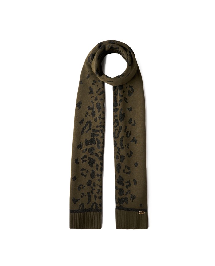 LIU-JO SCIARPA DONNA IN MAGLIA OLIVE NIGHT E NERO LUX TF5238 225