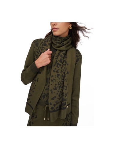 LIU-JO SCIARPA DONNA IN MAGLIA OLIVE NIGHT E NERO LUX TF5238 225