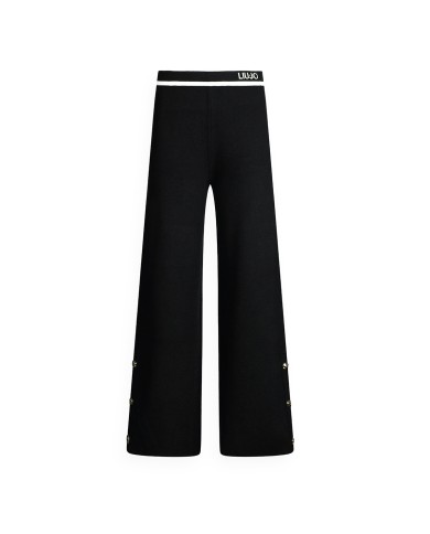 LIU-JO PANTALONI DONNA IN MAGLIA NERO E BIANCO LATTE TF5252 225
