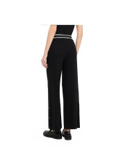 LIU-JO PANTALONI DONNA IN MAGLIA NERO E BIANCO LATTE TF5252 225