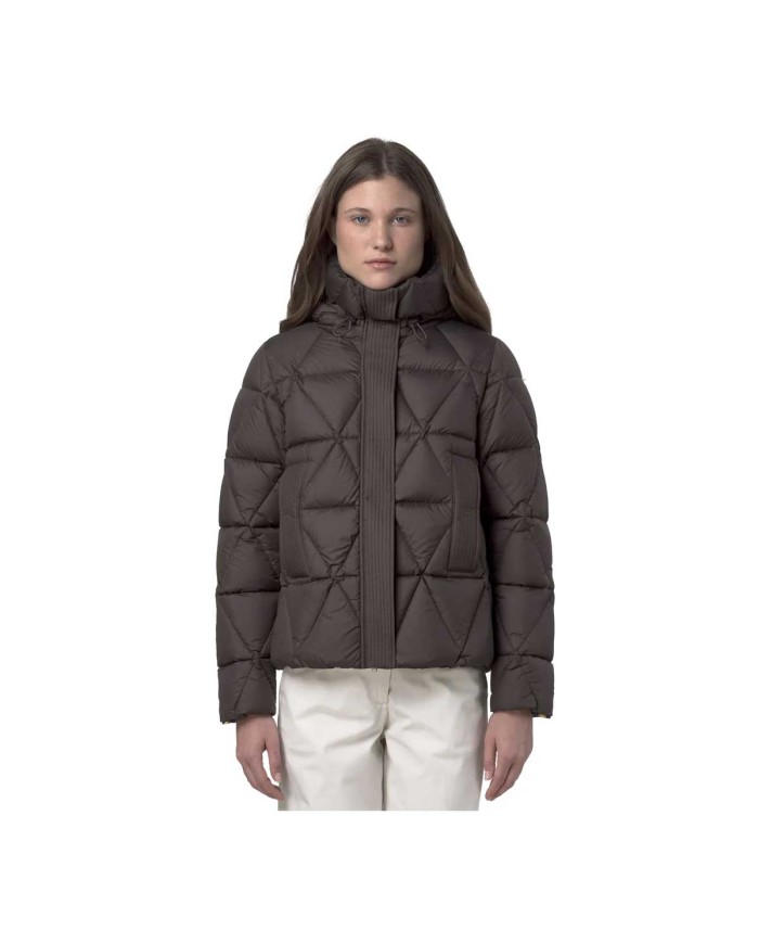 K-WAY PIUMINO CORTO DONNA LETHILLE THERMO MICROFIBER BLACK OLIVE COMBO K7136KW
