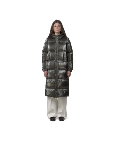K-WAY PIUMINO LUNGO DONNA RUENNE THERMO PEARLY BLACK OLIVE COMBO  K7136LW