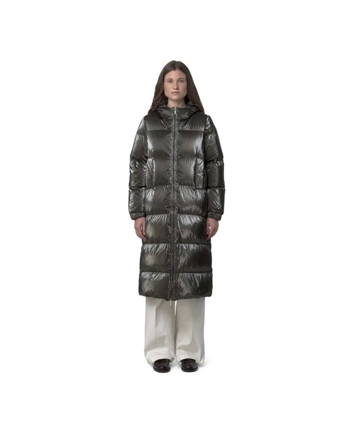 K-WAY PIUMINO LUNGO DONNA RUENNE THERMO PEARLY BLACK OLIVE COMBO  K7136LW