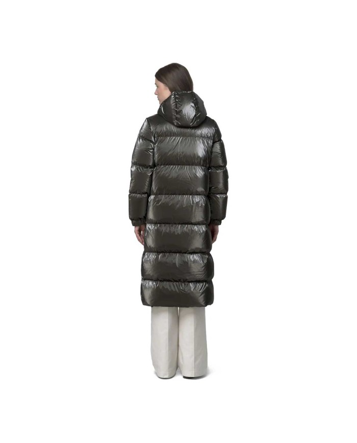 K-WAY PIUMINO LUNGO DONNA RUENNE THERMO PEARLY BLACK OLIVE COMBO  K7136LW