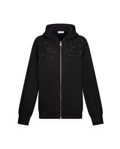 LIU-JO FELPA DONNA IN COTONE CON STRASS NERO UF5253 225