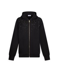 LIU-JO FELPA DONNA IN COTONE CON STRASS NERO UF5253 225