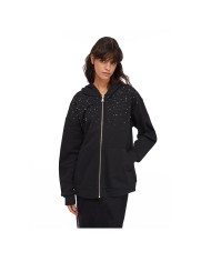 LIU-JO FELPA DONNA IN COTONE CON STRASS NERO UF5253 225