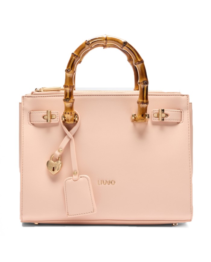LIU-JO BORSA DONNA LIU JO SATCHEL BAG CON TRACOLLA E MANICI EFFETTO BAMBOO ROSA CIPRIA AA5077 125
