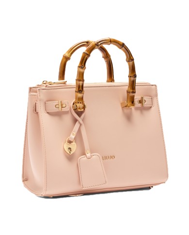 LIU-JO BORSA DONNA LIU JO SATCHEL BAG CON TRACOLLA E MANICI EFFETTO BAMBOO ROSA CIPRIA AA5077 125