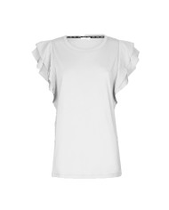 LIU-JO T SHIRT DONNA MAGLIA CON MANICHE ROUCHES MODA WHITE MILK TA5178 125