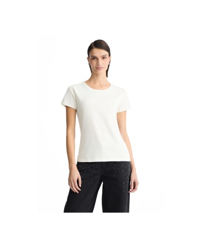 LIU-JO T SHIRT DONNA MAGLIA MANICHE CORTE ECS MODA CON STRASS WHITE MILK TA5214 125