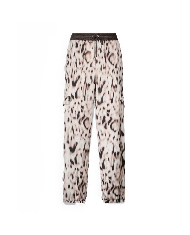 LIU-JO PANTALONI DONNA ECS LUNGO JOGGING IN RASO NATURAL ANIMALIER TA5293 125