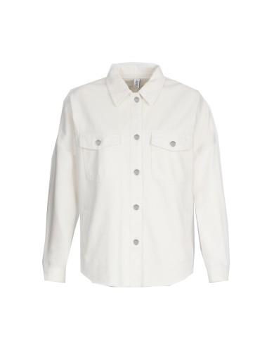LIU-JO GIUBBINO DONNA ECS OVERSHIRT DENIM STRASS BIANCO LANA UA5165 125