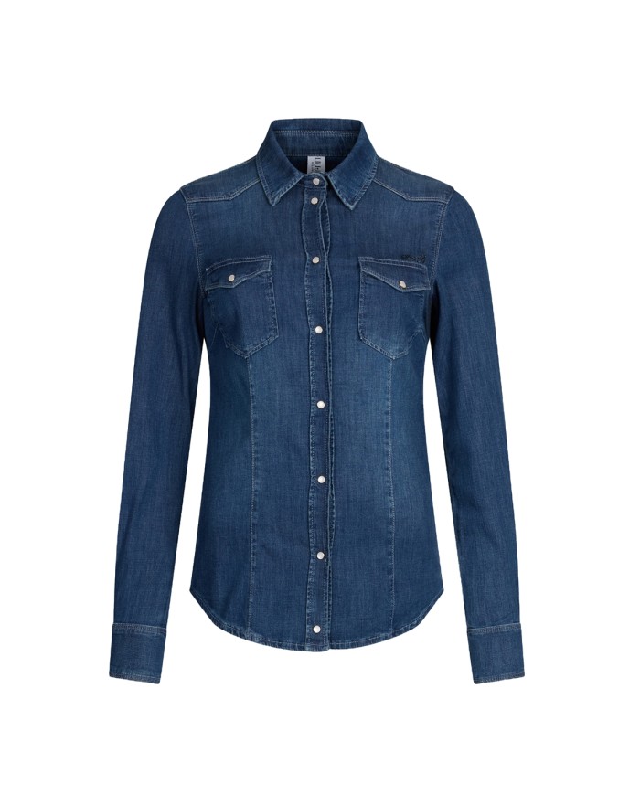 LIU-JO CAMICIA DONNA COVER IN DENIM WASH DARK BLUE UXX0456 125