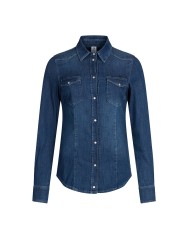 LIU-JO CAMICIA DONNA COVER IN DENIM WASH DARK BLUE UXX0456 125