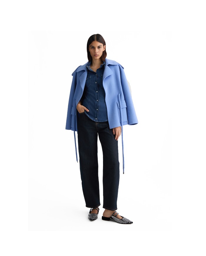 LIU-JO CAMICIA DONNA COVER IN DENIM WASH DARK BLUE UXX0456 125