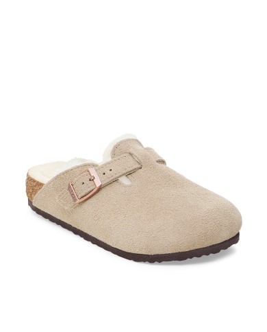 BIRKENSTOCK SANDALO SABOT KIDS BOSTON SHEARLING PELLICCIA AGNELLO TAUPE 1030480 CO