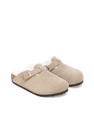 BIRKENSTOCK SANDALO SABOT KIDS BOSTON SHEARLING PELLICCIA AGNELLO TAUPE 1030480 CO