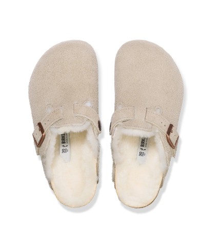 BIRKENSTOCK SANDALO SABOT KIDS BOSTON SHEARLING PELLICCIA AGNELLO TAUPE 1030480 CO