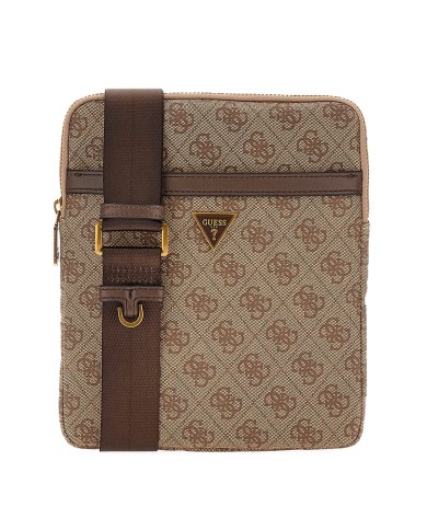 GUESS BORSELLO UOMO MILANO CROSSBODY FLAT BEIGE BROWN HMEVZL 225