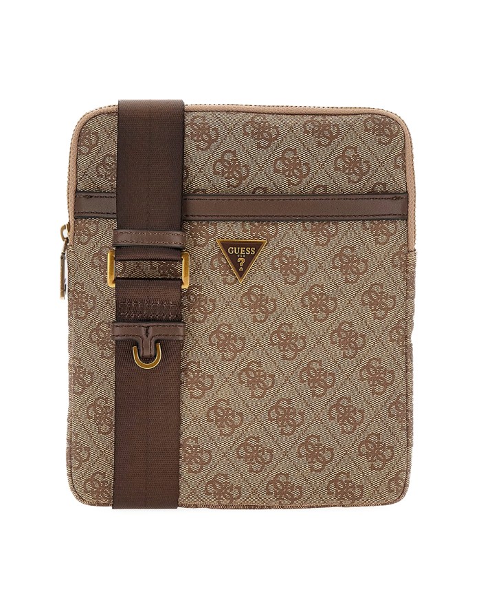 GUESS BORSELLO UOMO MILANO CROSSBODY FLAT BEIGE BROWN HMEVZL 225