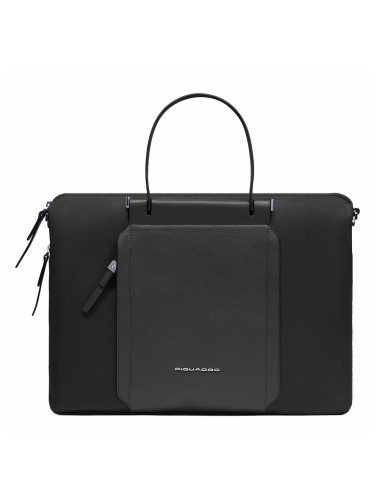 PIQUADRO BORSA DONNA DA LAVORO SLIM ESPANDIBILE PELLE E TESSUTO PORTA PC 15.6" NERO CA4021W92T CO