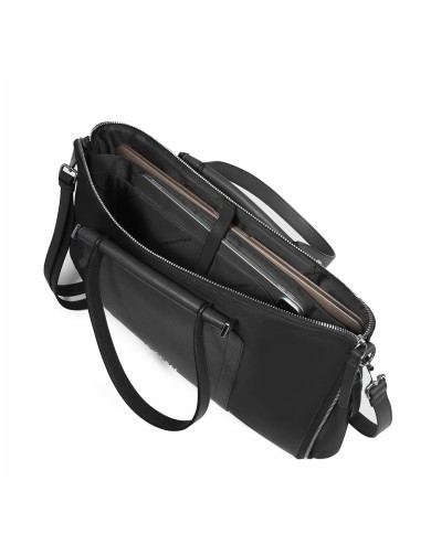 PIQUADRO BORSA DONNA DA LAVORO SLIM ESPANDIBILE PELLE E TESSUTO PORTA PC 15.6" NERO CA4021W92T CO