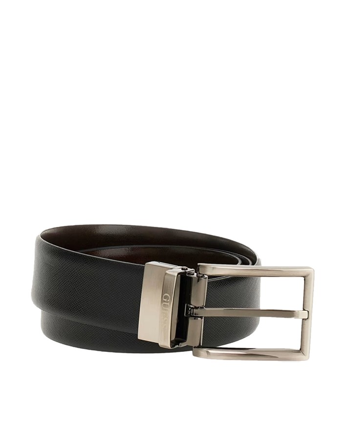 GUESS CINTURA DONNA BELT ADJ REVERSIBILE IN VERA PELLE BLACK / DARK BROWN BM7822 225